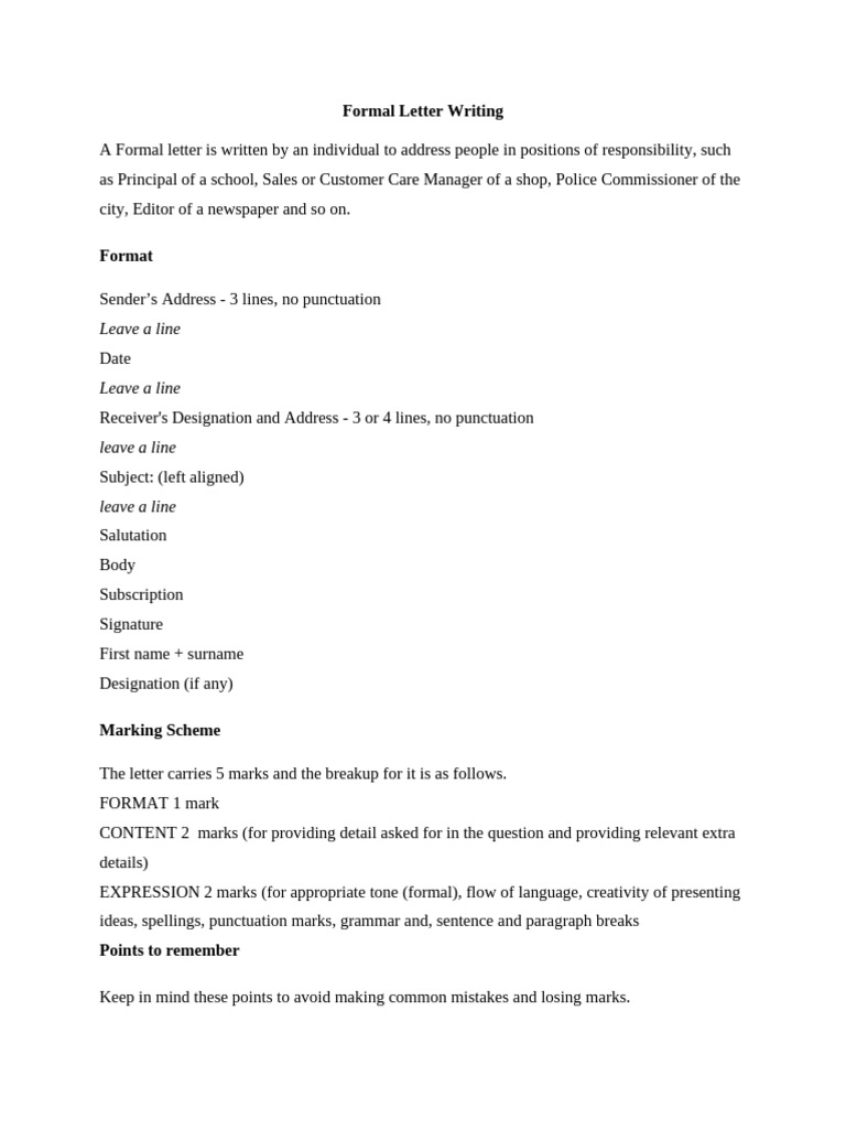 Formal Letter Writing - Format and Guidelines | PDF