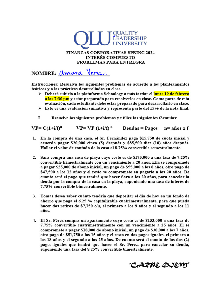 Problemas+Para+Practicar Intere s+Compuesto+Spring+2024 | PDF | Dinero ...