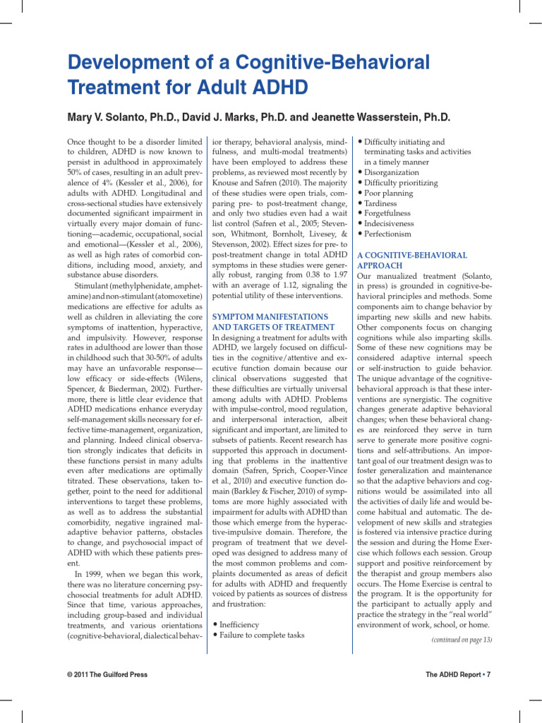 CBT for Adult ADHD | PDF | Attention Deficit Hyperactivity Disorder ...