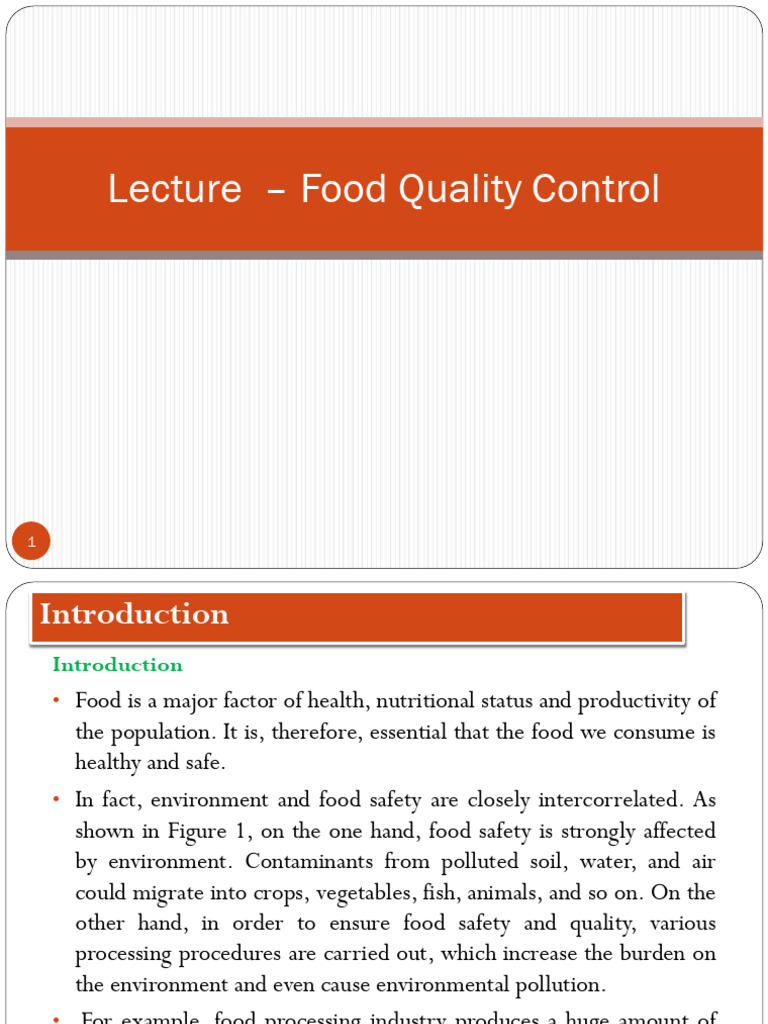 Lecture 7 - Food Quality Control | PDF | Foodborne Illness | Food Safety