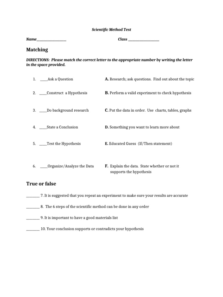 2024 Scientific Method Test | PDF