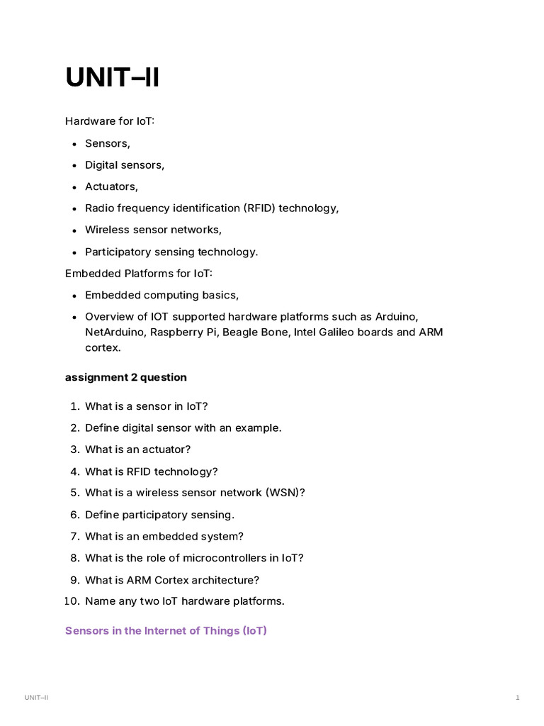 Internet of Things (IoT) Unit 2 | PDF