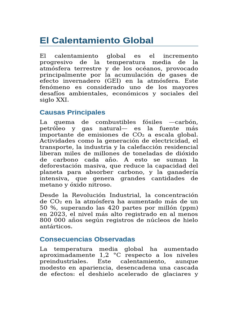 Calentamiento Global | PDF | Gases de efecto invernadero | Cambio climático