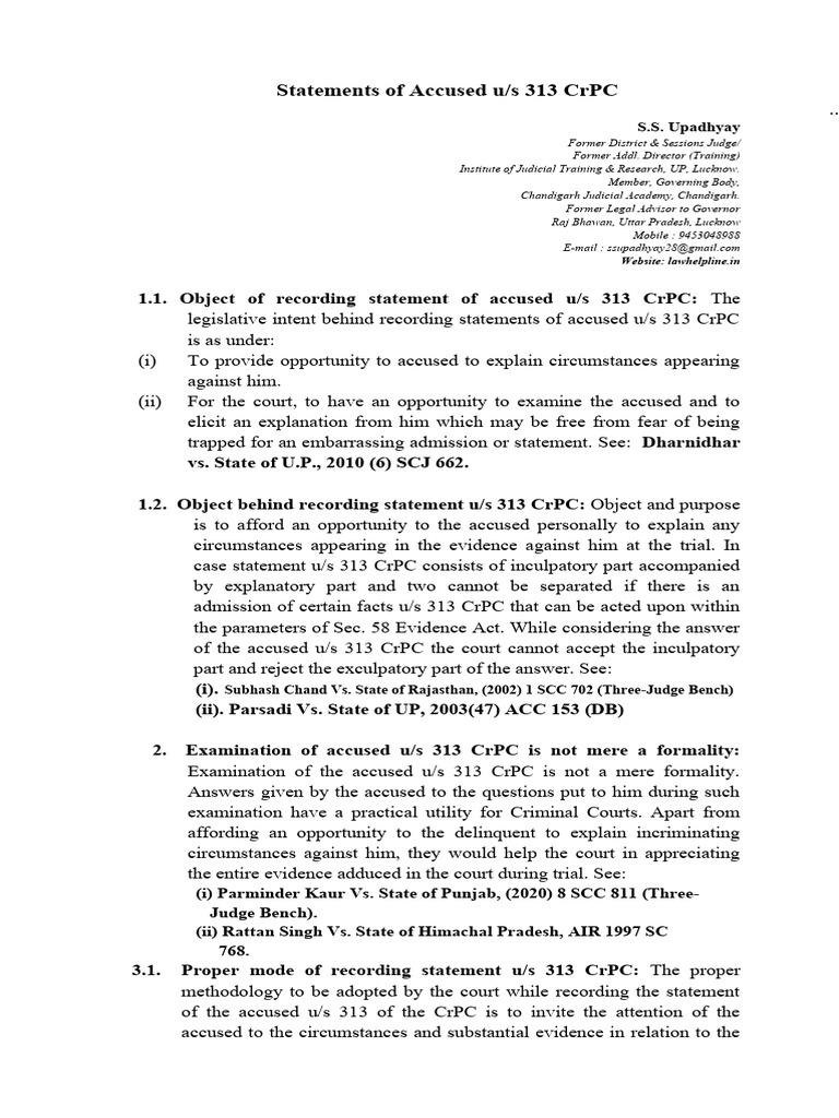 Sec 313 CRPC | PDF | Burden Of Proof (Law) | Criminal Procedure In ...