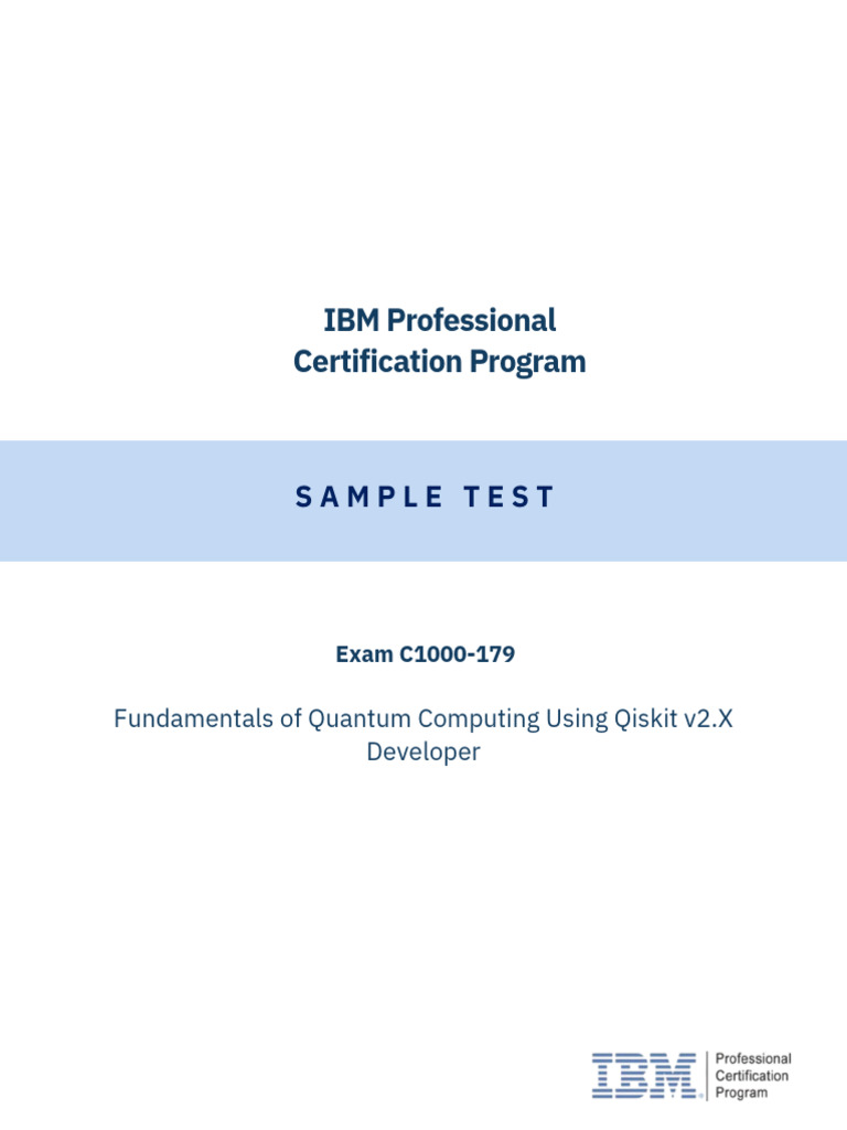 C1000-179 SAM SampleTestQiskitv2 | PDF | Theoretical Computer Science ...
