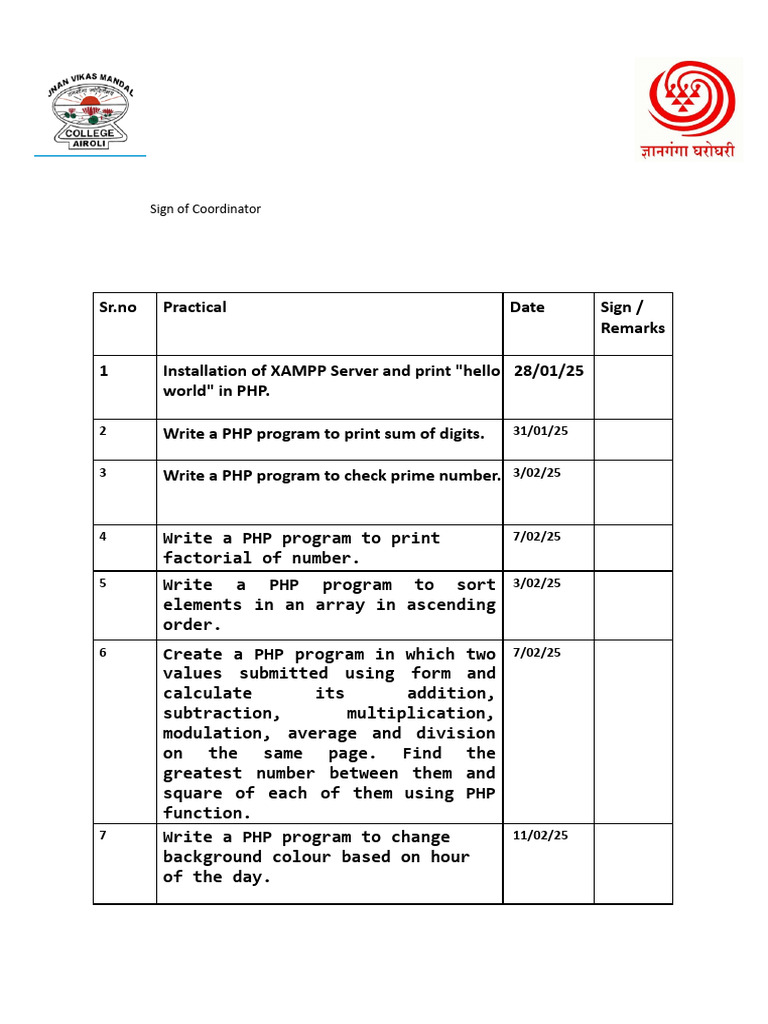 Php Practical.docx | PDF | Php | Software