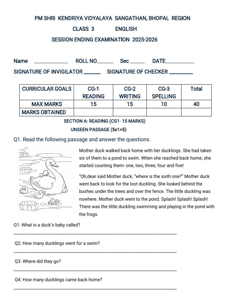 Class 3 English | PDF