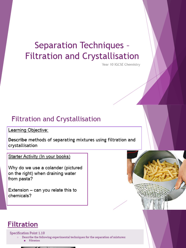 Lesson 2 - Filtration and Crystallisation | PDF | Filtration ...