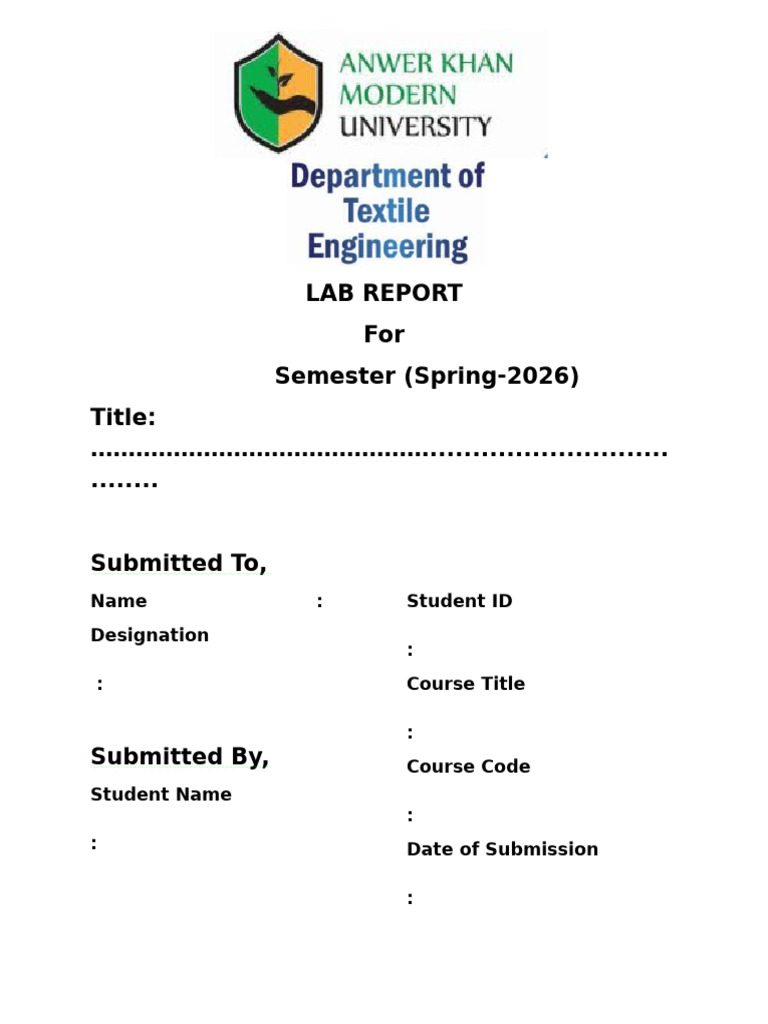 Lab Report Cover Page | PDF