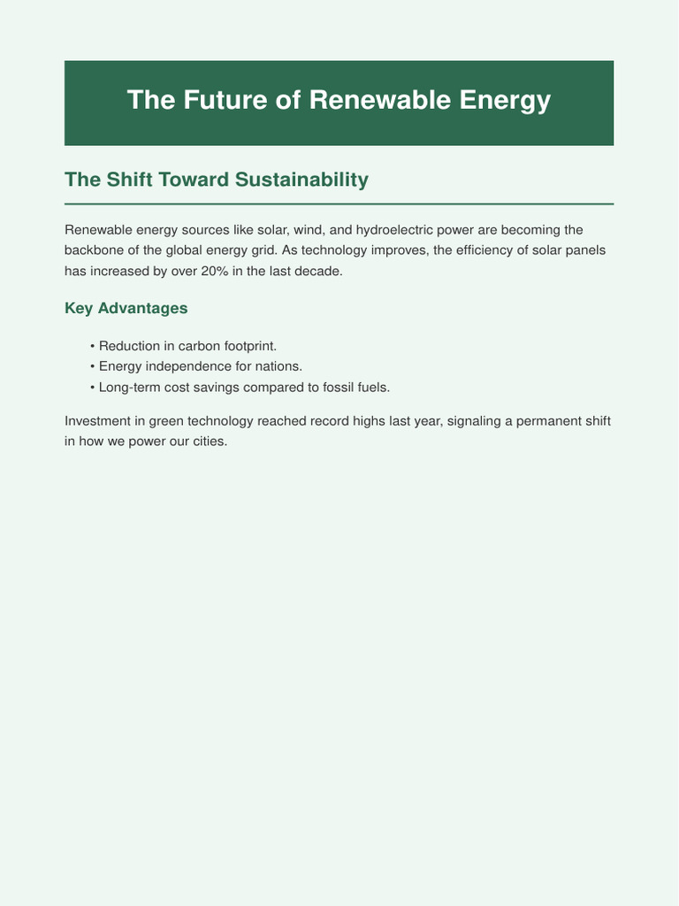 The Future of Renewable Energy | PDF