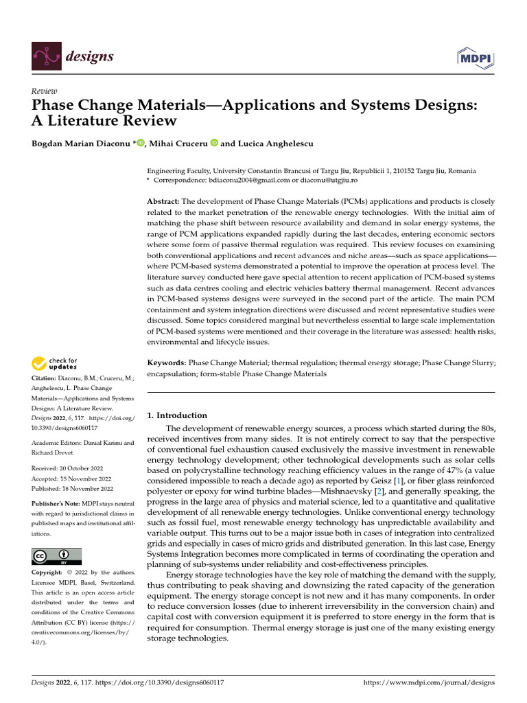 Phase Change Materials-Applications and Systems Designs | PDF | Energy ...
