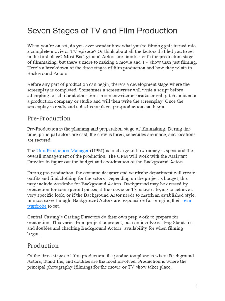 Stages of TV and Film Production | PDF | Filmmaking | Screenplay