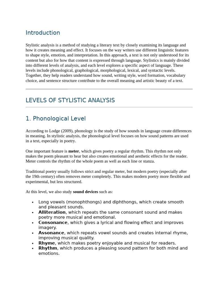 Levels of linguistic analysis | PDF | Poetry | Syntax