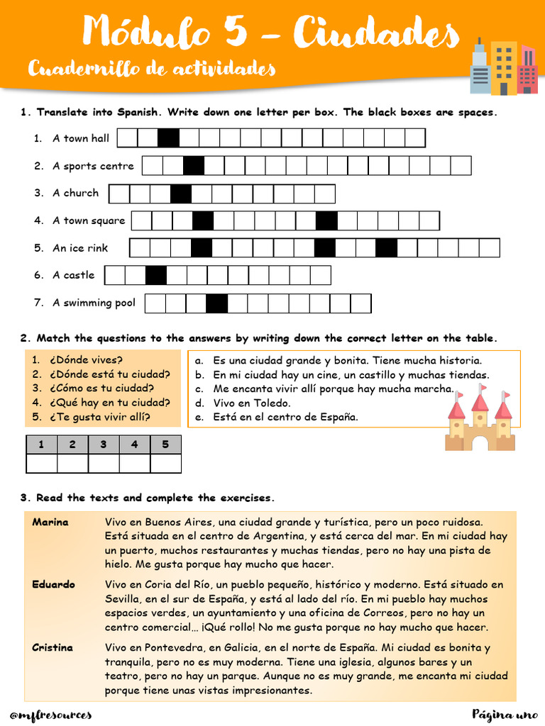 Edexcel iGCSE Spanish - Module 5 - Mi Ciudad revision | PDF