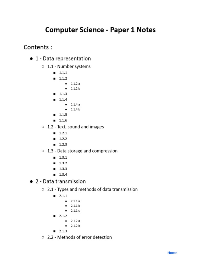CIE iGCSE Computer Science - Paper 1 Revision Notes | PDF | Computer ...