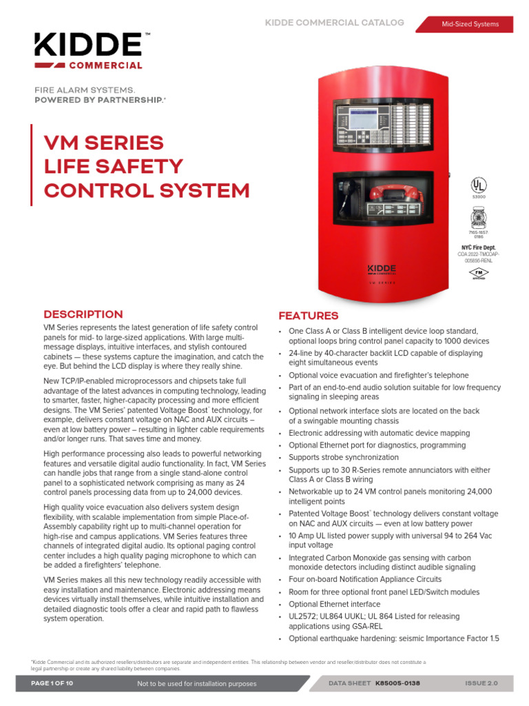 K85005-0138 -- VM Series Life Safety Control System | PDF