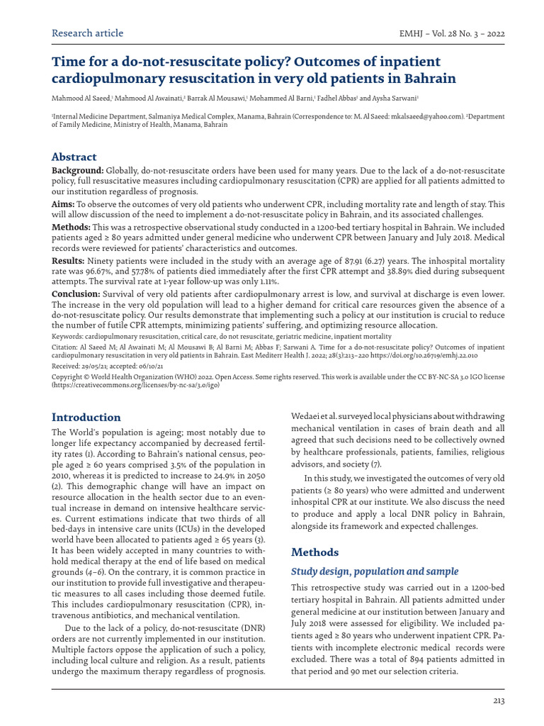 Dnr | PDF | Cardiopulmonary Resuscitation | Medicine