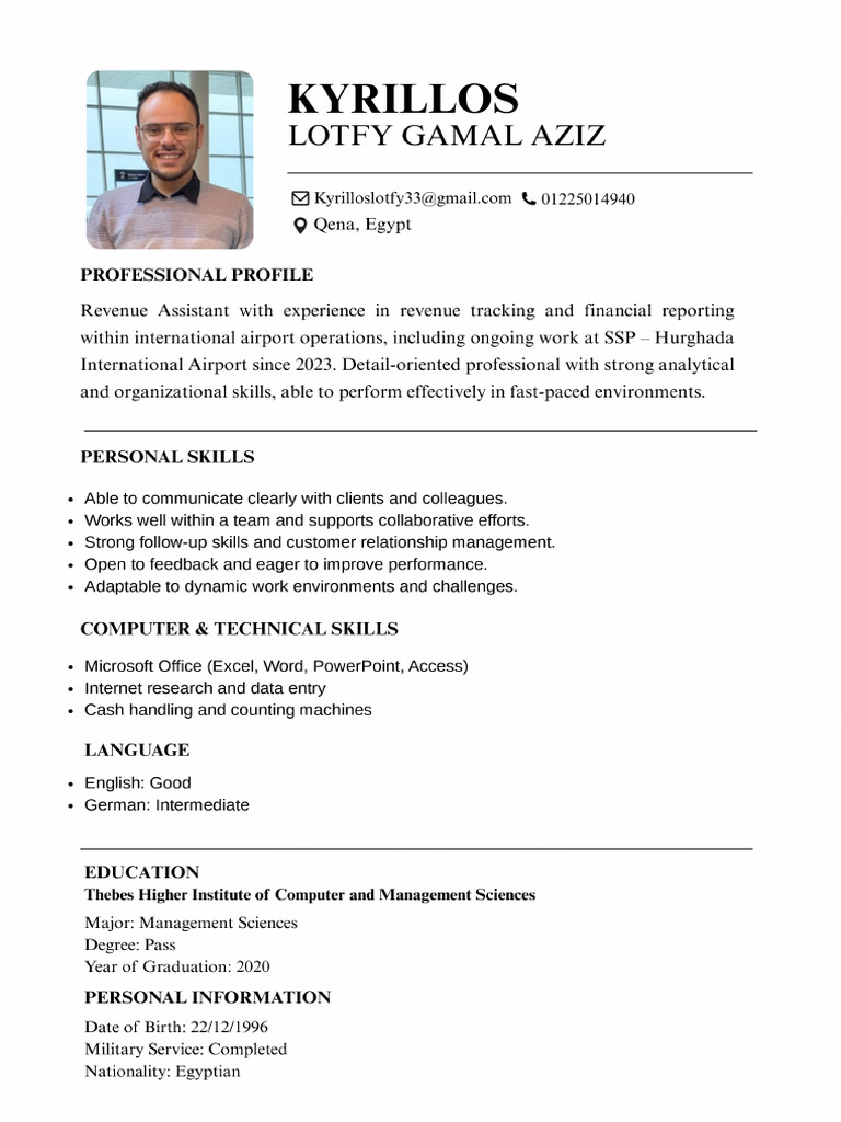 CV en Kyrillos Lotfy Gamal Aziz. | PDF