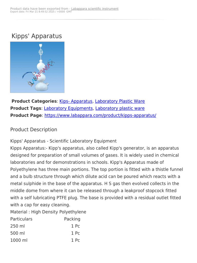 Kipps' Apparatus | PDF
