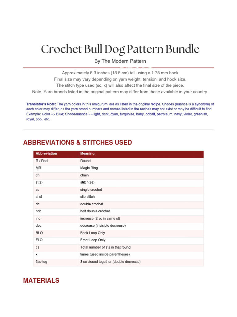Bulldog Crochet Pattern | PDF | Crochet | Textile Arts
