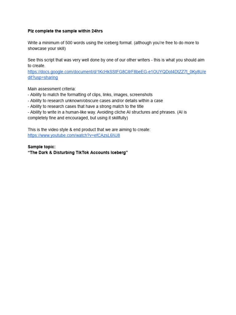 Iceberg Sample Instructions | PDF