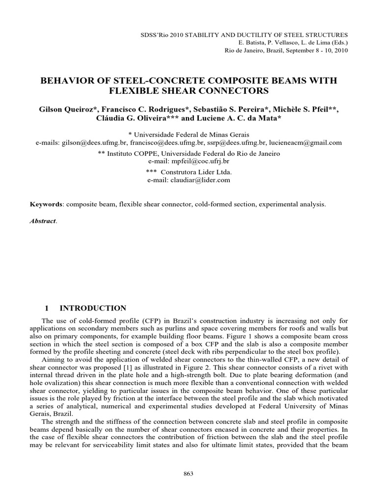 Behavior of Steel-concrete Composite Beams With Flexible Shear ...