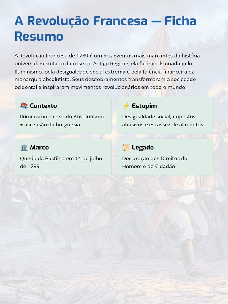 A Revolucao Francesa Ficha Resumo | PDF | Revolução Francesa | Napoleão