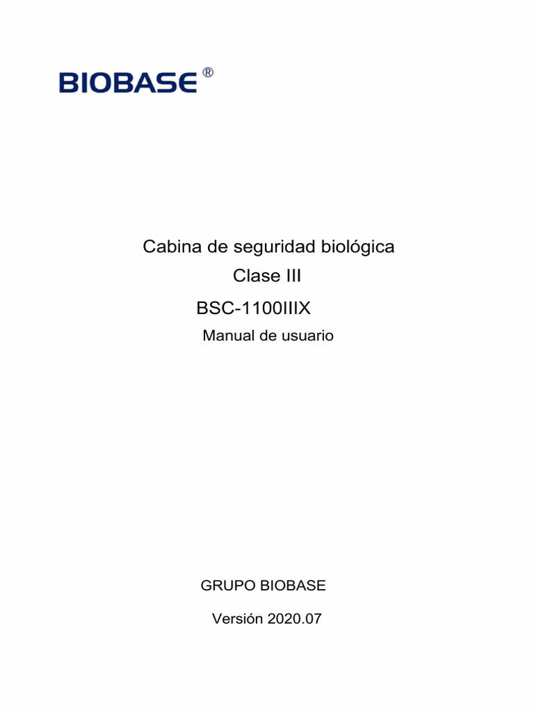 734283498 27 Instruction for Use BIOBASE Biosafety Cabinet BSC 1100IIIX ...