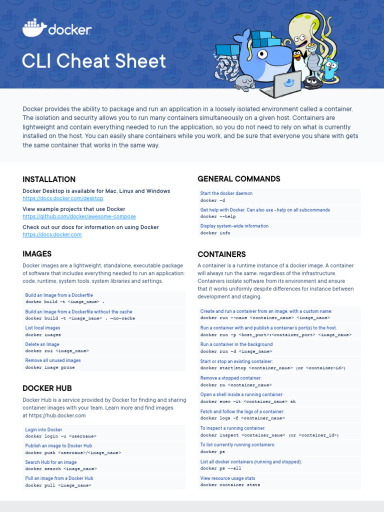Docker Cheatsheet | PDF