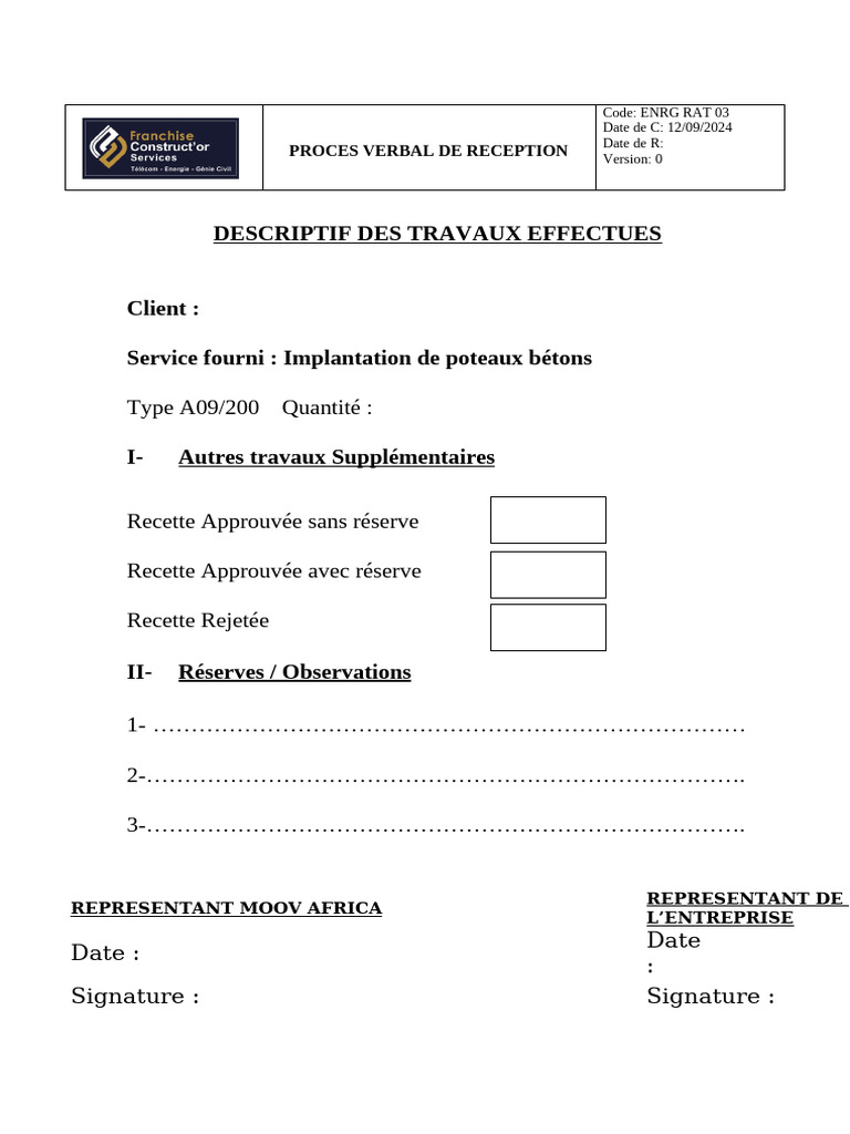 13 Enrg Rat 03 Proces - Verbal - de - Receptiion | PDF