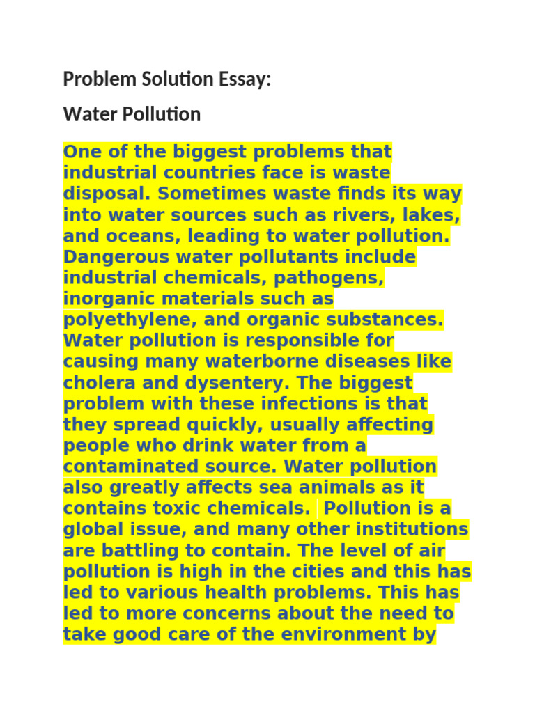 Water Pollution Essay | PDF | Pollution | Water Pollution