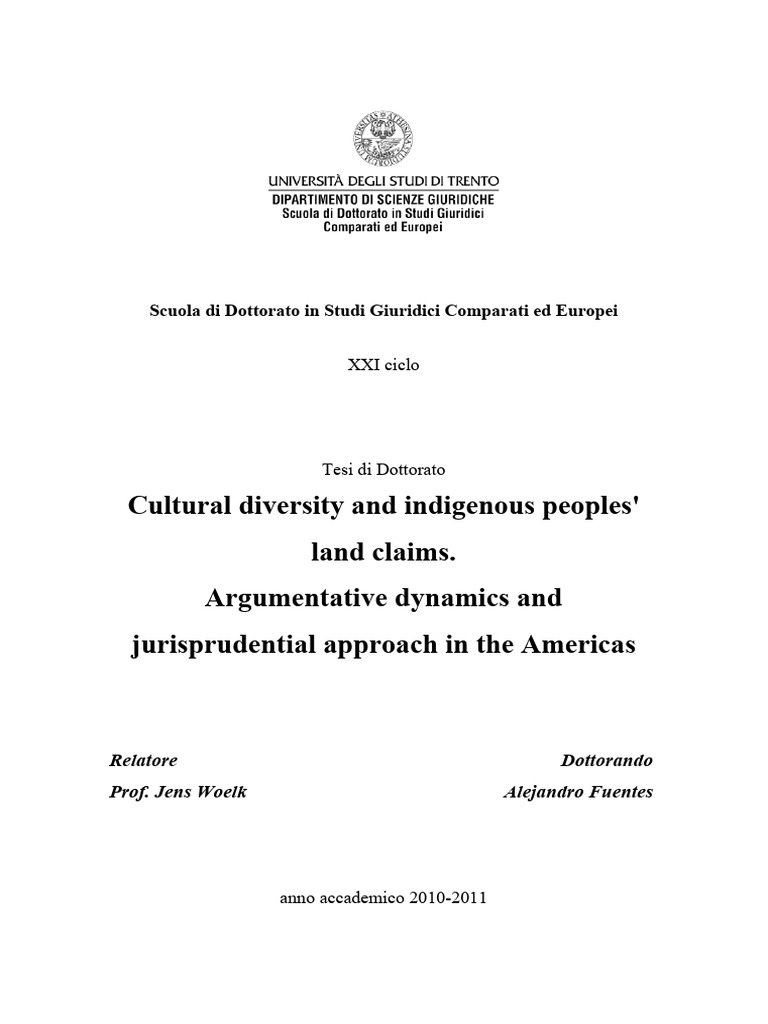 Cultural Diversity and Indigenous Peoples Land Claims 7tkw825nru | PDF ...