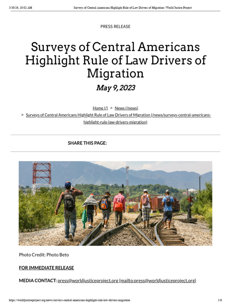 Surveys of Central Americans Highlight Rule of Law Drivers of Migration ...