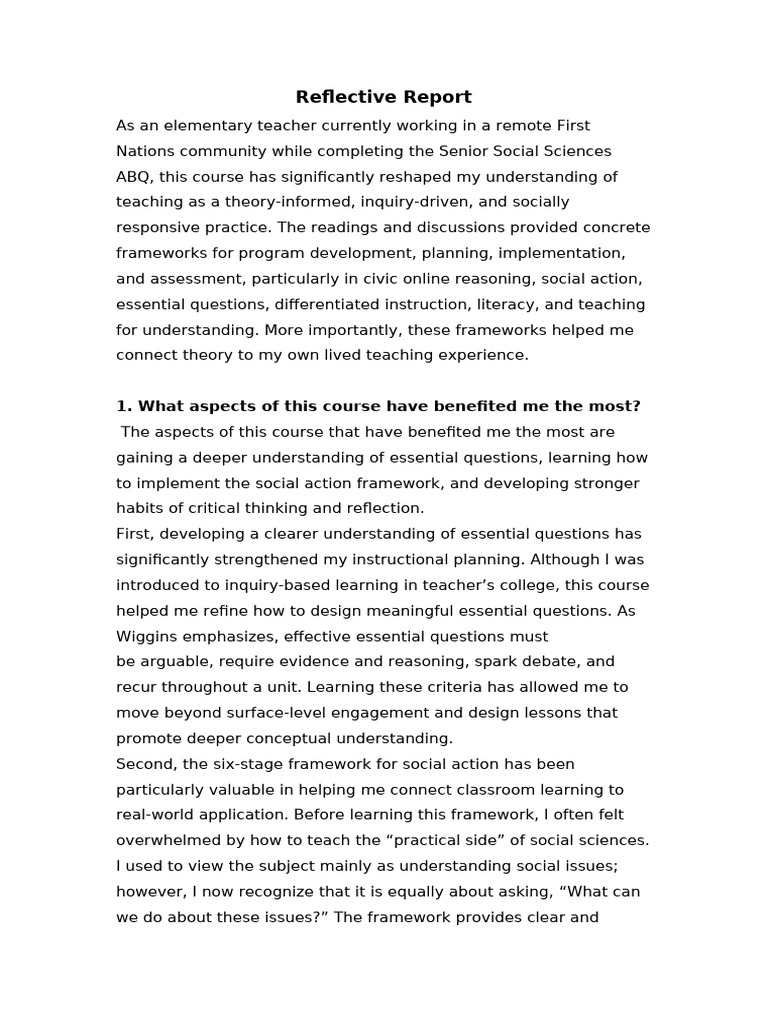 Reflective Report | PDF