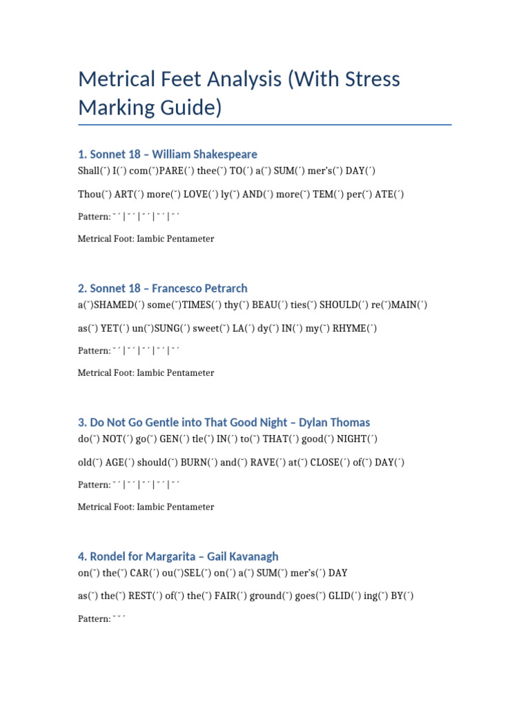 Metrical Feet Analysis Updated | PDF