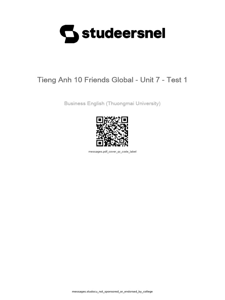 Tieng Anh 10 Friends Global Unit 7 Practice Test 1 | PDF | Tourism