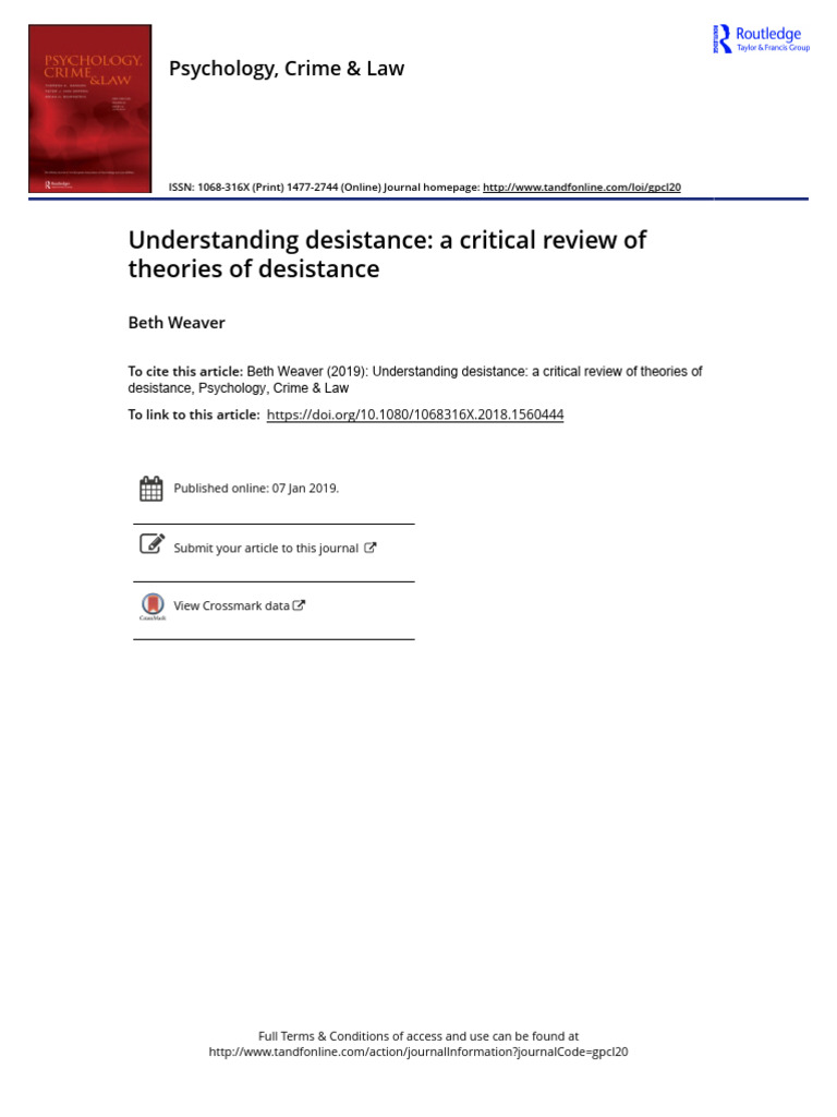 Understanding Desistance | PDF | Adolescence | Crimes