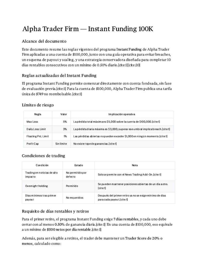 Alpha Instant 100k Reporte | PDF