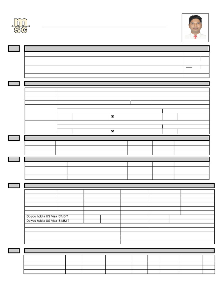 MSC Application Form | PDF | Shipping | Water Transport