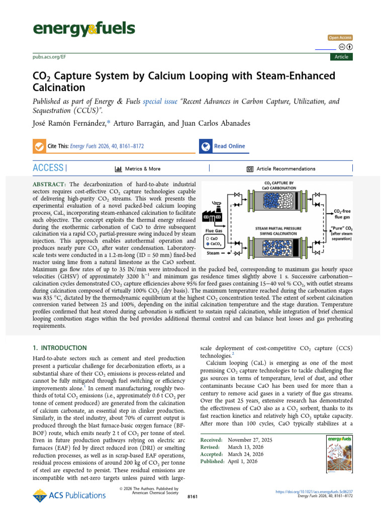 Co2 Capture System by Calcium Looping With Steam Enhanced Calcination ...