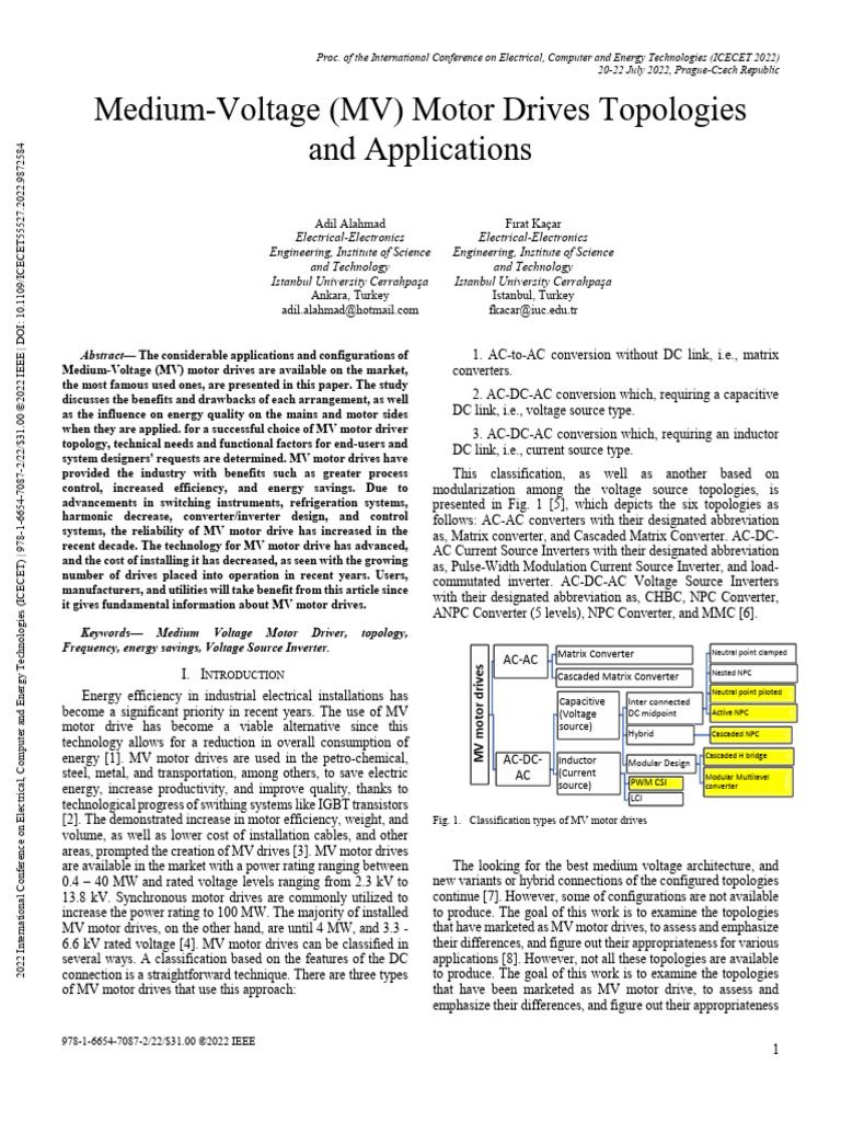 Medium-Voltage MV Motor Drives Topologies and Applications | PDF ...
