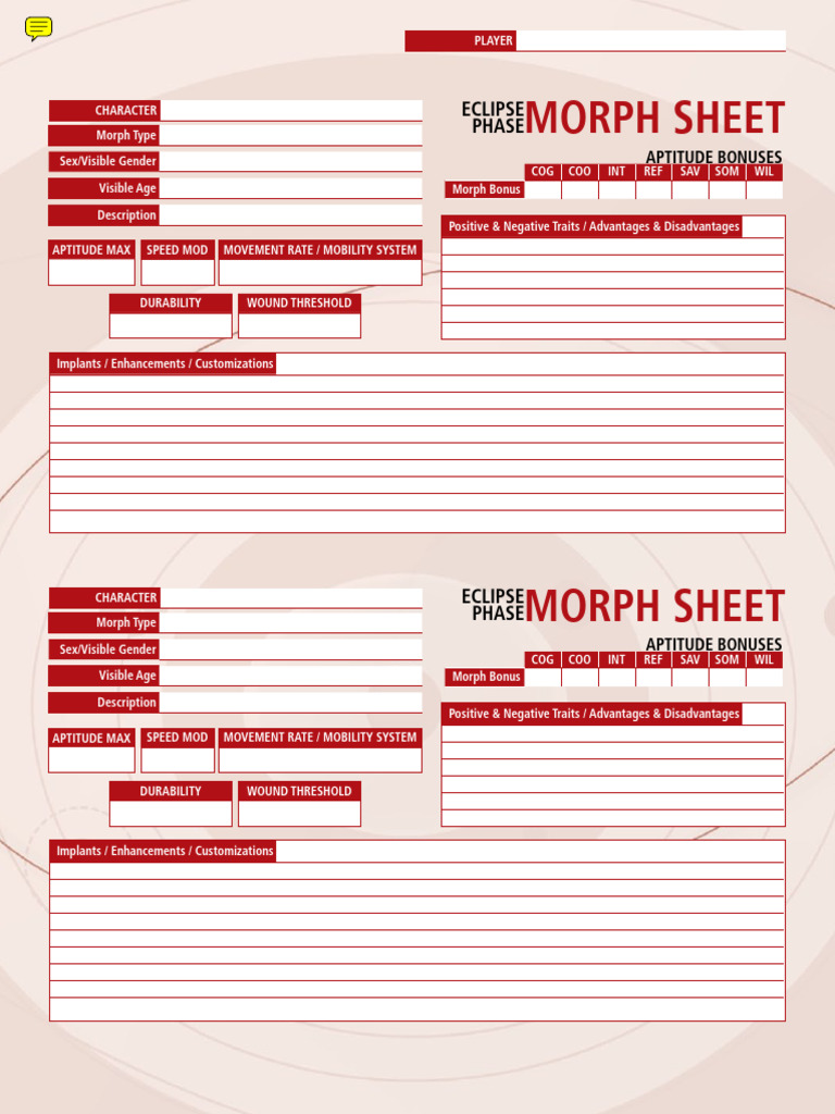 Eclipse Phase - Morph Sheet | PDF
