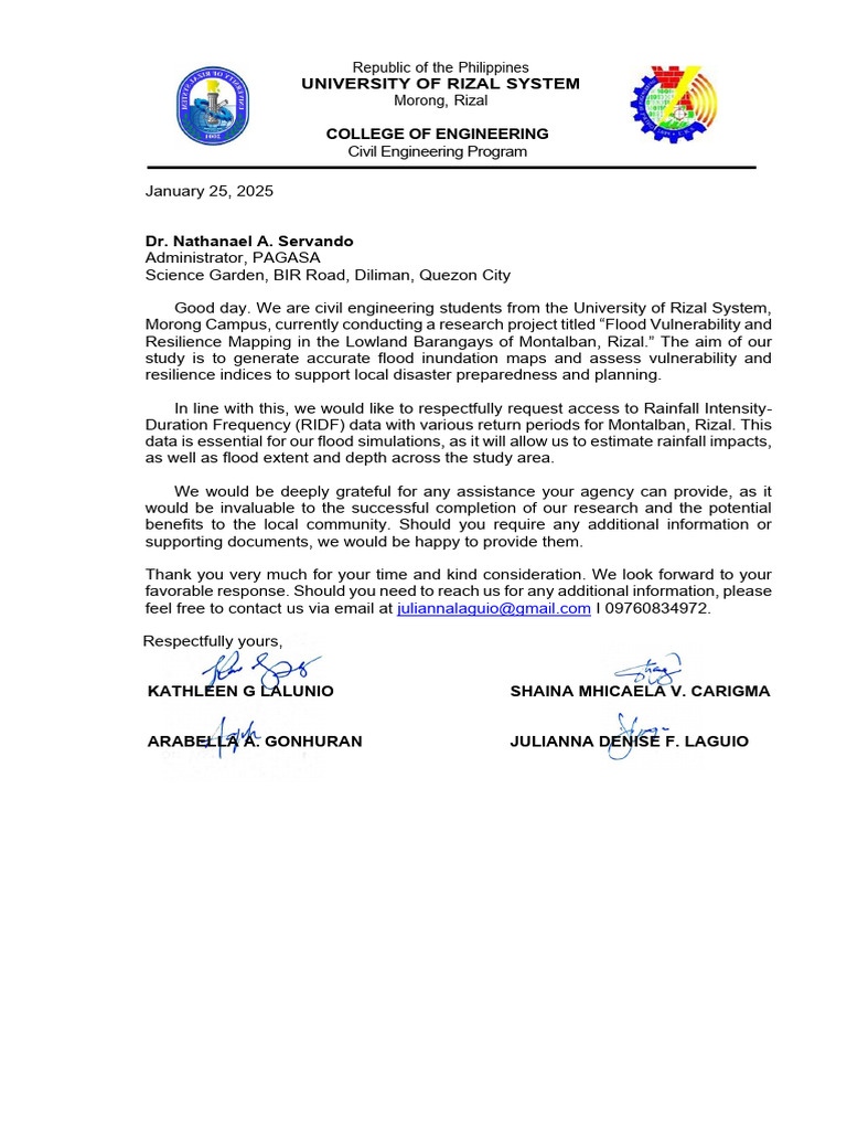 Request Letter for Ridf | PDF