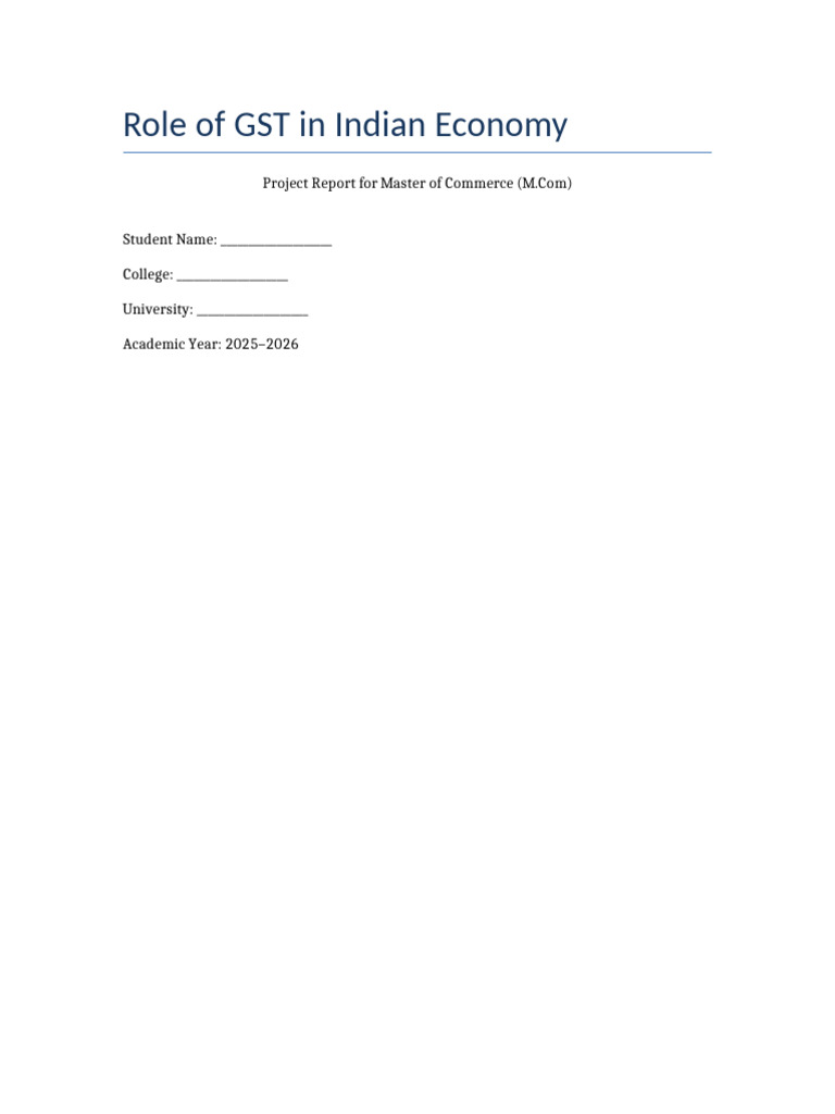 Mcom Gst Project Report | PDF | Taxes | Indirect Tax