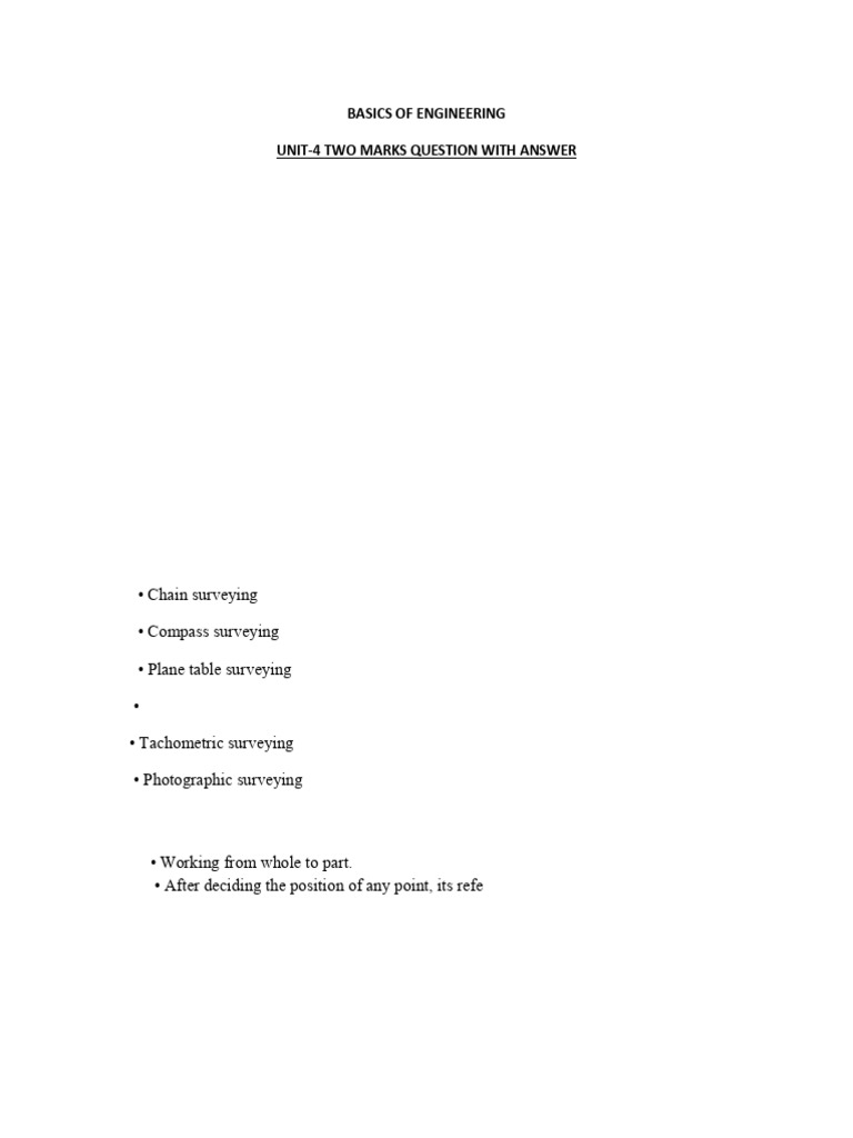 BOE Unit-4 Two Marks With Answer | PDF | Surveying | Viscosity