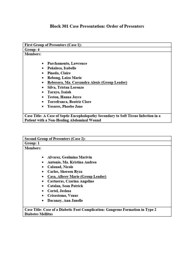 Block 301 Case Presentation | PDF