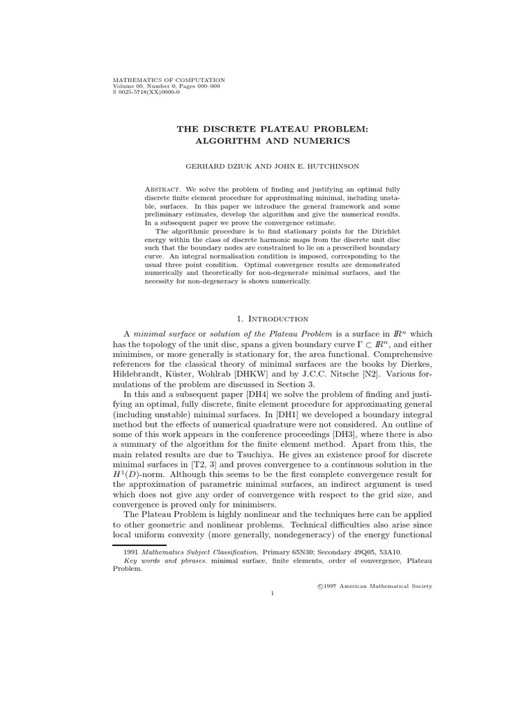 Plateau Numerics | PDF | Manifold | Finite Element Method