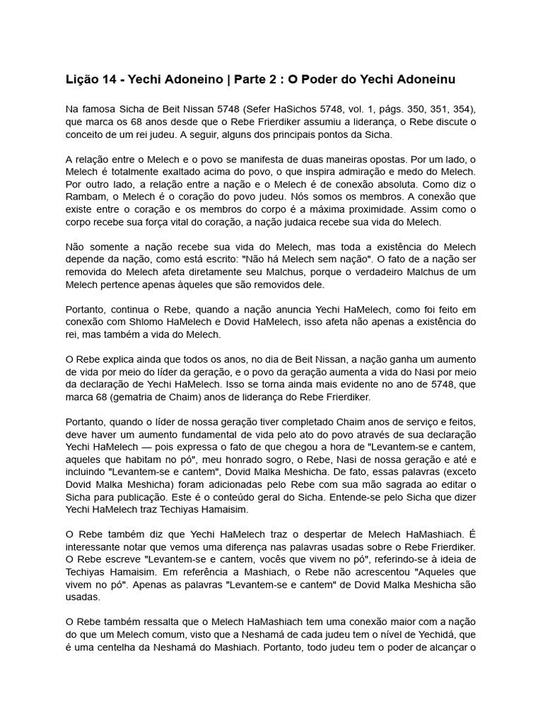 Lição 14 - Yechi Adoneino _ Parte 2 _ O Poder Do Yechi Adoneinu_115356 ...