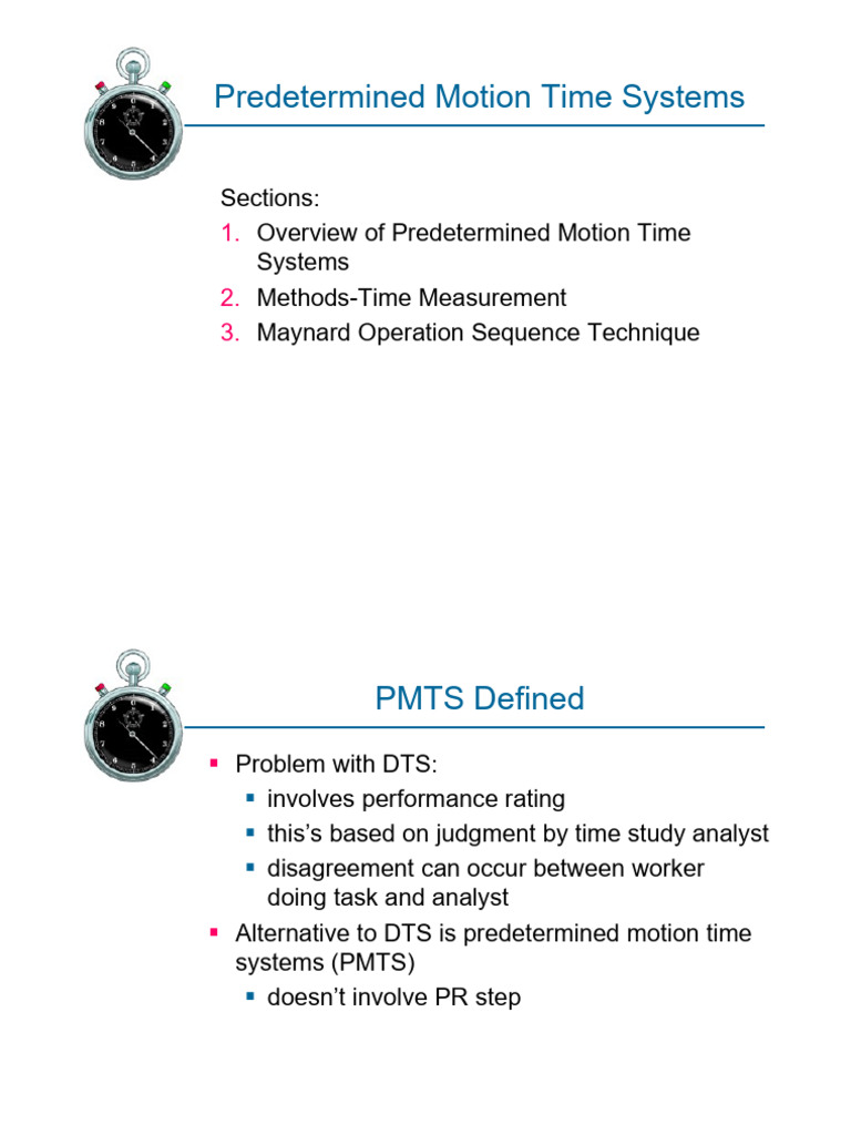 Ch7- Predetermined Motion Time Systems | PDF | Applied Mathematics