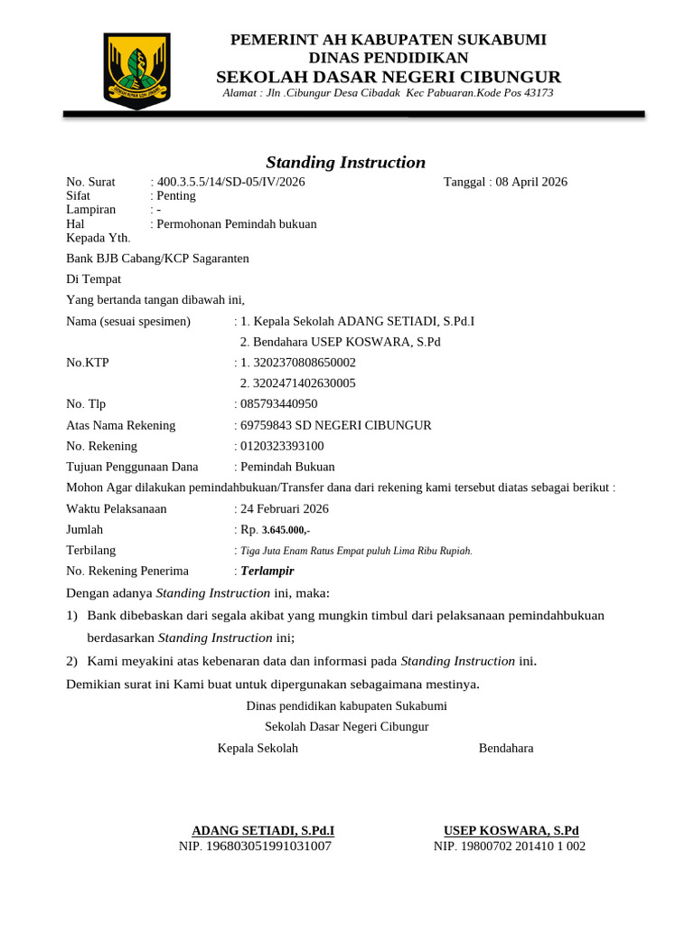Standing Instruction Barang | PDF